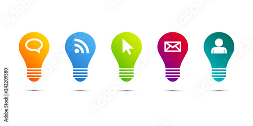 lampadina, fantasia, idee, icone