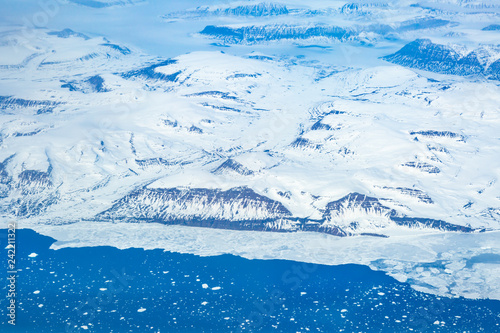An Aerial View of a Frozen Greenland Landscape