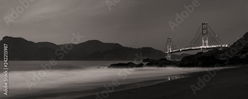 Golden Gate Bridge Panorama and Marin Headlands at Night