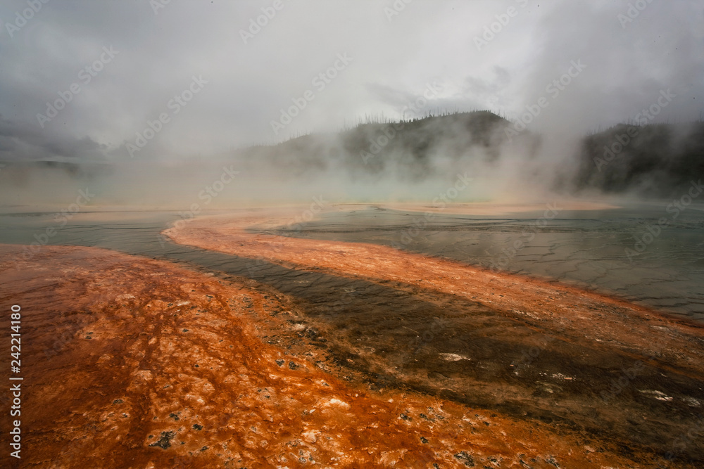 Grand Prismatic Springs, geothermal pool at Yellowstone National Park