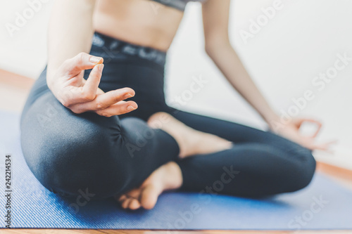 Young woman making yoga workout