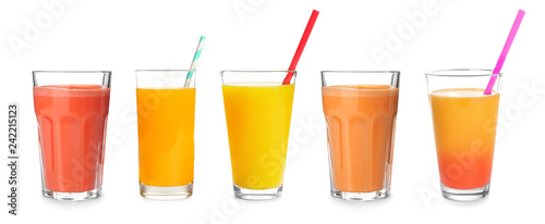 Glass of orange juice isolated on white