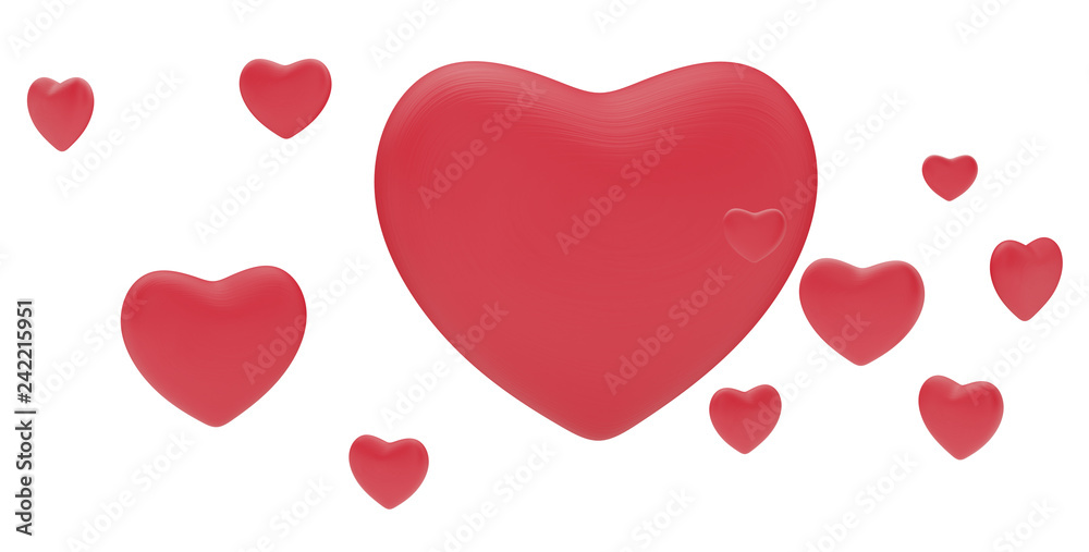 red hearts 3d-illustration