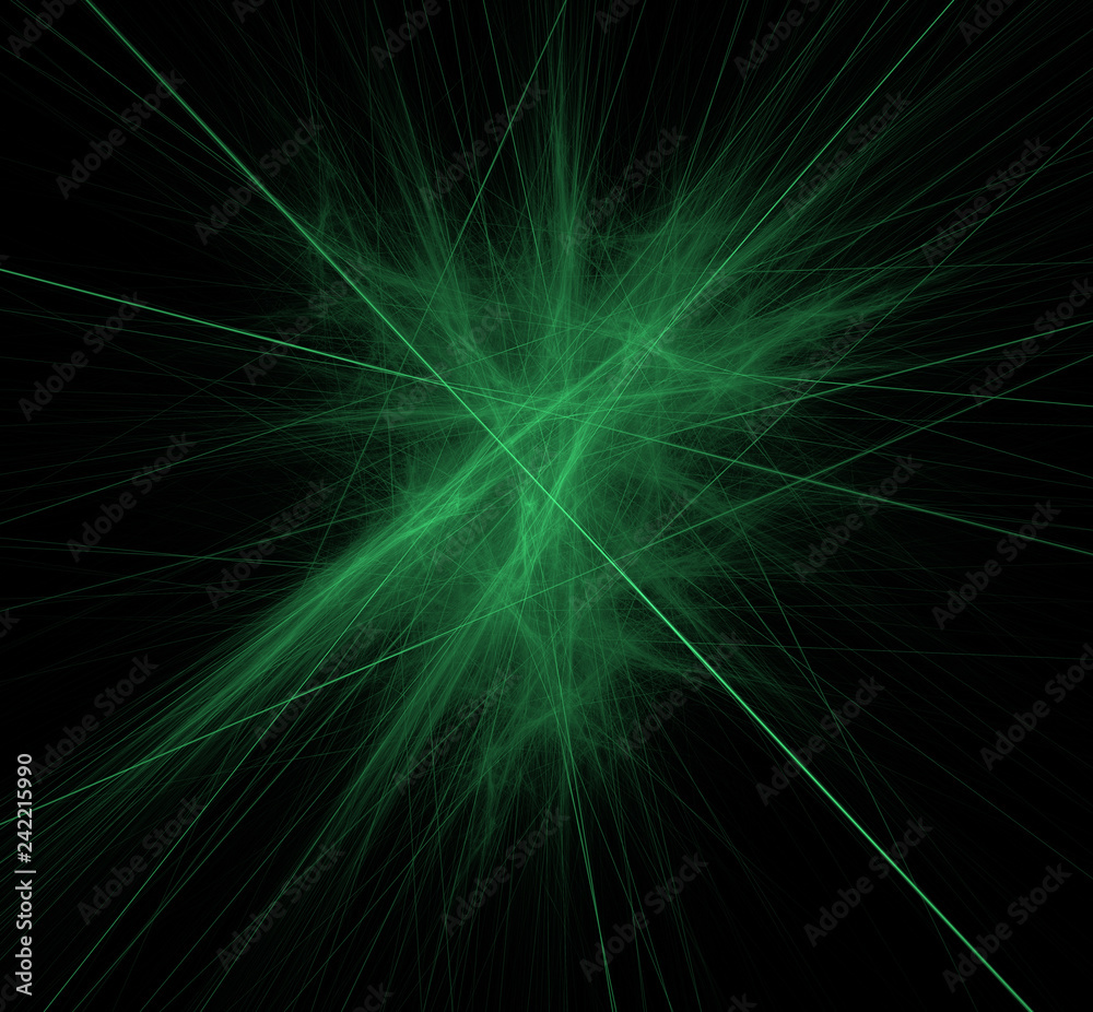 Ufo green lines fractal background. Fantasy fractal texture. Digital art. 3D rendering. Computer generated image.