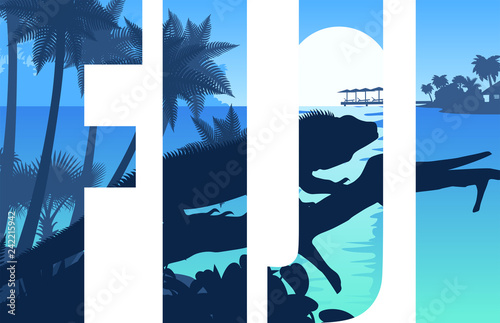 vector Fiji illustration with banded iguana