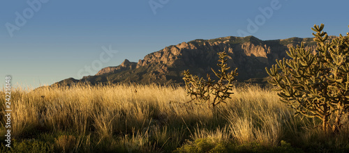 Sunset over New Mexico desert and the Sandia Mountains, outside of Albuquerque photo
