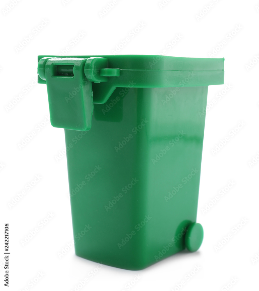 Trash bin isolated on white. Waste recycling concept Trash bin isolated on white. Waste recycling concept