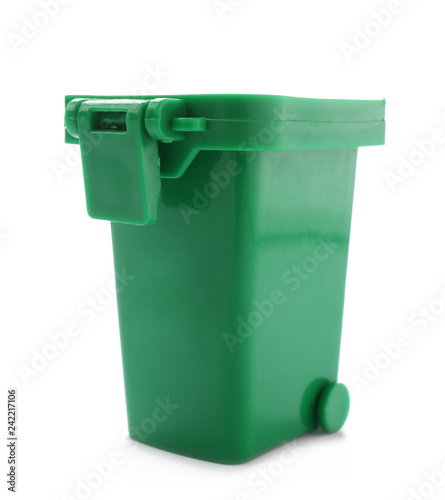 Trash bin isolated on white. Waste recycling concept