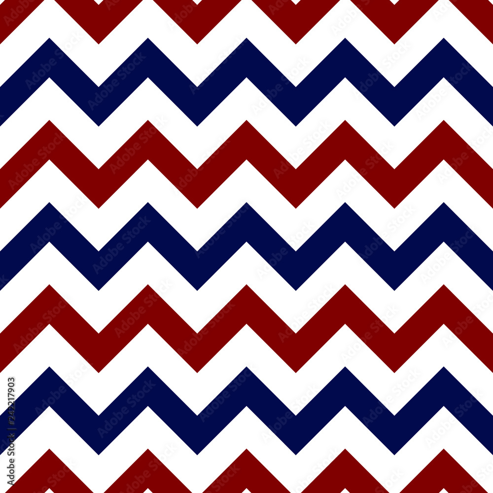 Red, White, and Blue Chevron Seamless Pattern - Bold and graphic red, white, and navy blue chevron zigzag seamless pattern