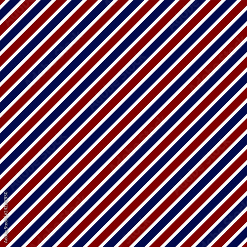 Red  White  and Blue Stripes Seamless Pattern - Diagonal red  white  and navy blue stripes seamless pattern