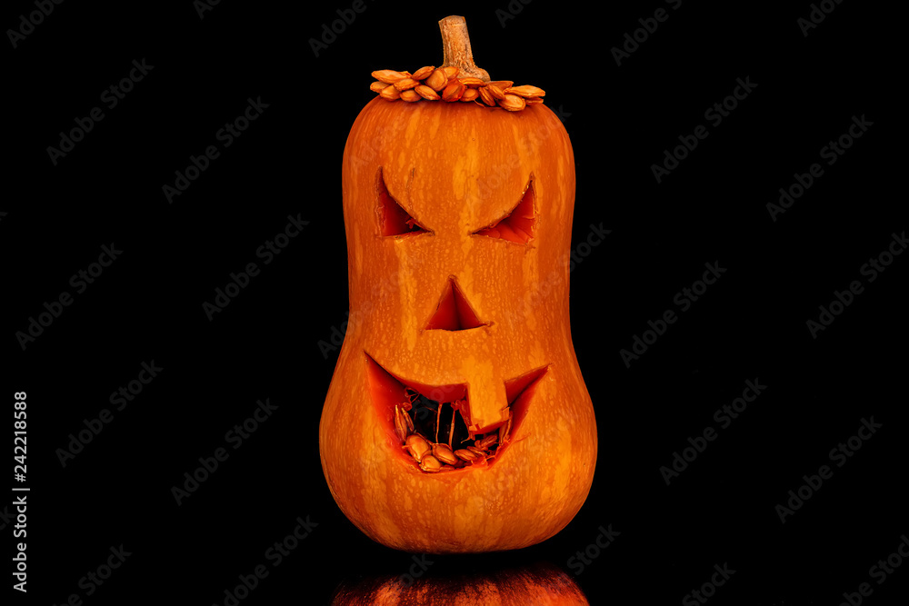 Naklejka premium Halloween pumpkin Jack O'Lantern head