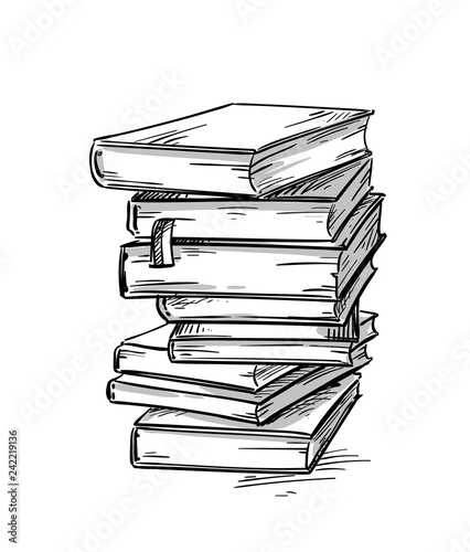 Heap of books, vector drawing