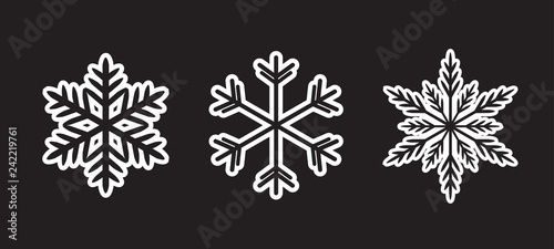 Winter white isolated snowflakes icon. Vector Illustration.