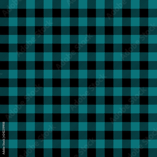 Teal and Black Buffalo Plaid Seamless Pattern - Classic buffalo style plaid design