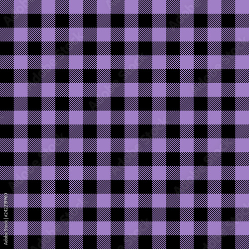 Light Purple and Black Buffalo Plaid Seamless Pattern - Classic buffalo style plaid design