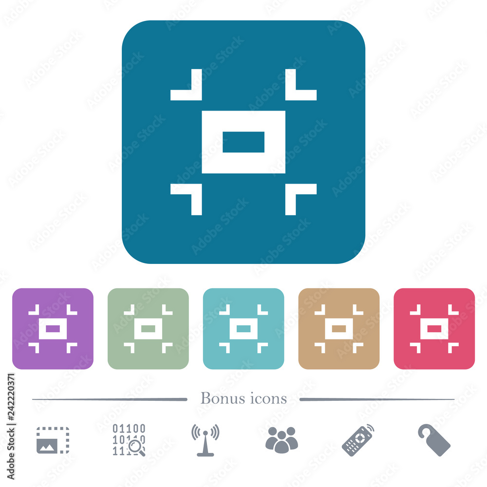 Small screen flat icons on color rounded square backgrounds Small screen flat icons on color rounded square backgrounds