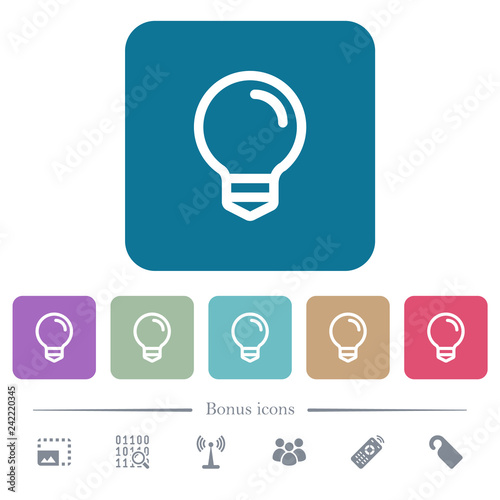 Light bulb flat icons on color rounded square backgrounds