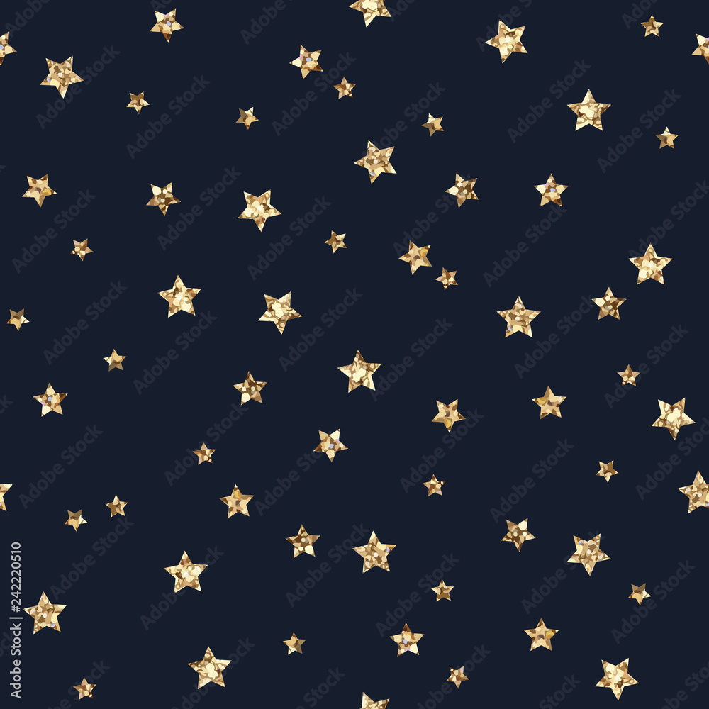Gold Glitter Stars Seamless Pattern Scattered Gold Glitter Stars On