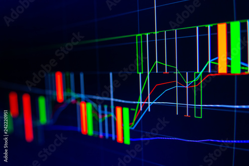 Stock exchange market graph on LED screen for business concept.