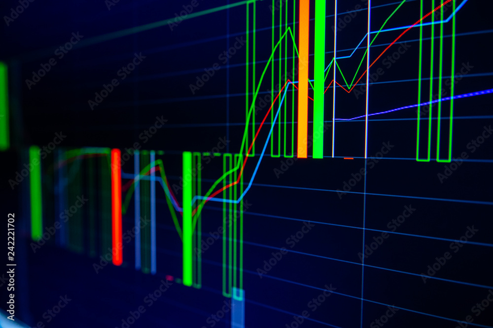 Fototapeta premium Stock exchange market graph on LED screen for business concept.