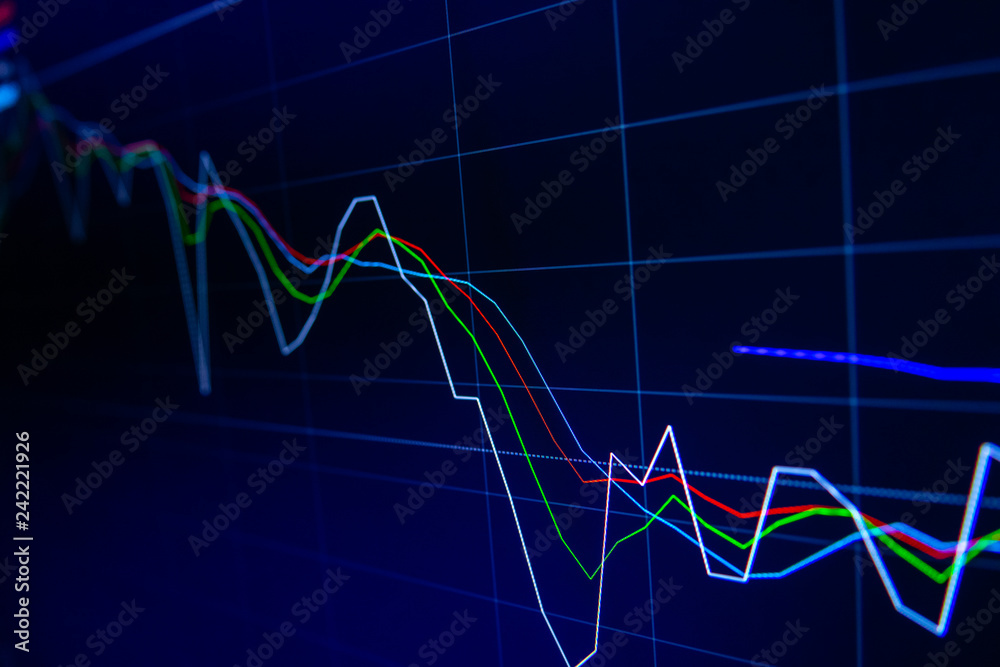 Stock exchange market graph on LED screen for business concept. Stock exchange market graph on LED screen for business concept.