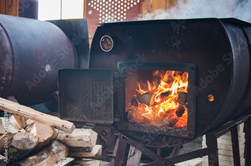 Fotografija Fire box of barrel-type maple sap evaporator
