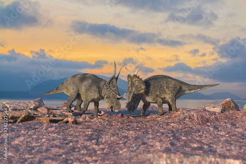 battle of dinosaurs render 3d