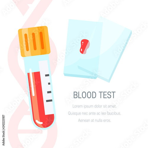 Blood test concept, vector design in flat style