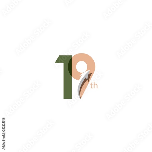 19 Year Anniversary Vector Template Design Illustration