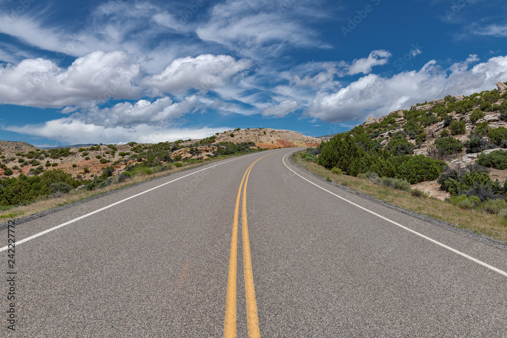 A road leading into the Bighorn Mountain Recreation Area in Northern Wyoming. A road leading into the Bighorn Mountain Recreation Area in Northern Wyoming.
