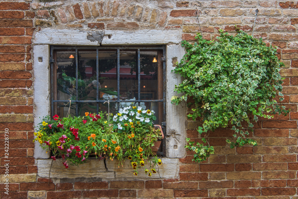 Window decorated with flowers