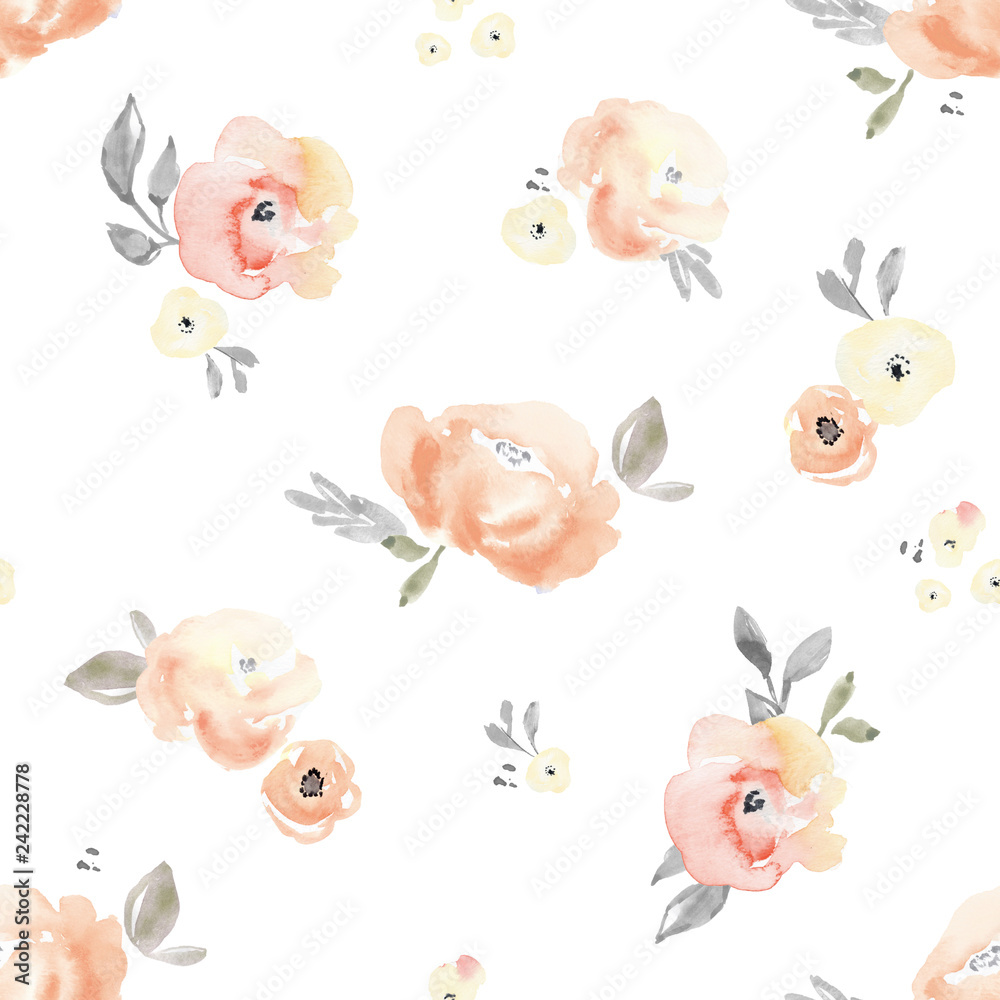 Light Pink Blush Pastel Floral Background Pattern. Flower Pattern.