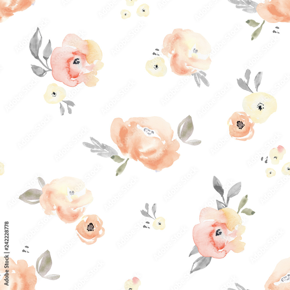 Fototapeta premium Light Pink Blush Pastel Floral Background Pattern. Flower Pattern.