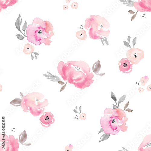 Light Pink Blush Pastel Floral Background Pattern. Flower Pattern.