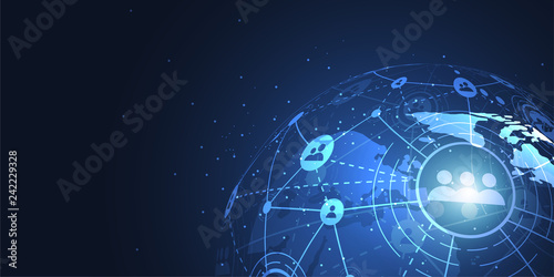 Global network connection. World map point and line composition concept of global business. Vector Illustration