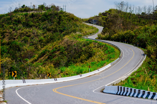 Curve road. Number three of road among the mountains at Nan, Thailand