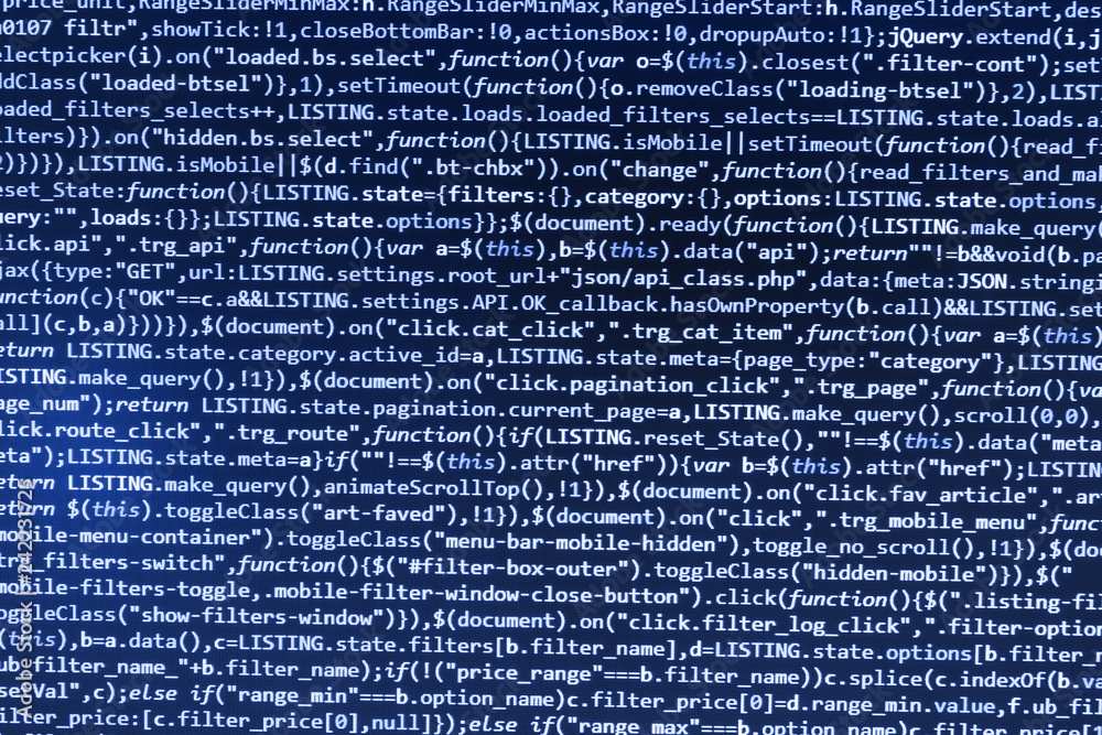 HTML code on computer screen isolated on background. PHP and coding ...
