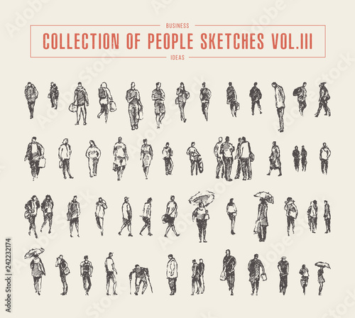 Collection of people sketches vector hand drawn