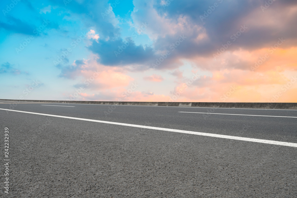 Air highway asphalt road and beautiful sky scenery