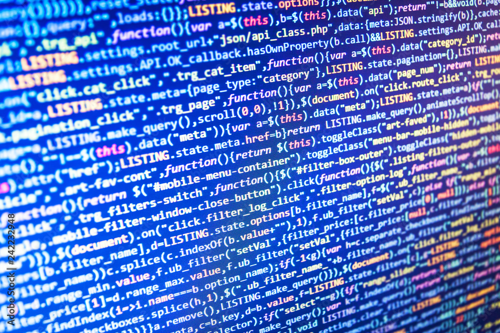 Foto de Programmer inspecting his code on computer screen Real software ...