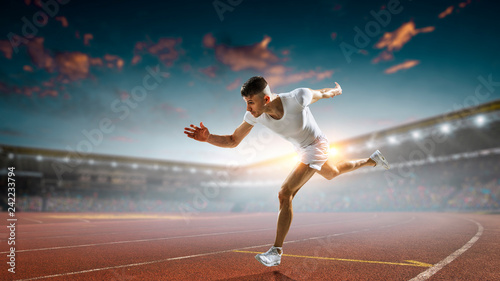 Sportsman running track. Mixed media © Sergey Nivens