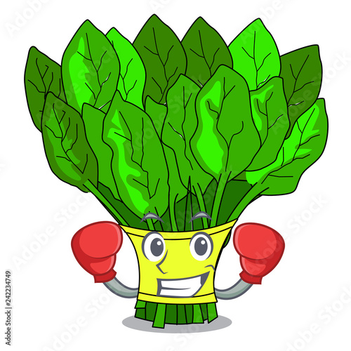 Boxing spinach in a the cartoon basket