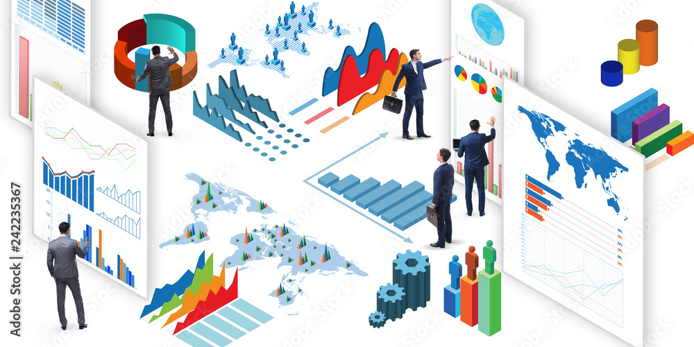 Businessman in business visualization and infographics concept Businessman in business visualization and infographics concept