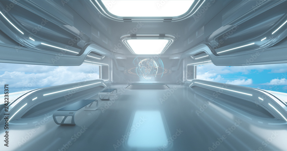 Spaceship interrior on Futuristic background, 3d render Spaceship interrior on Futuristic background, 3d render