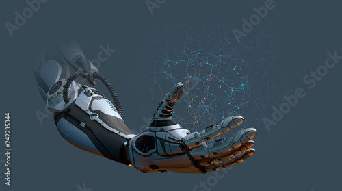 Robot arm network concept, 3d render. photo