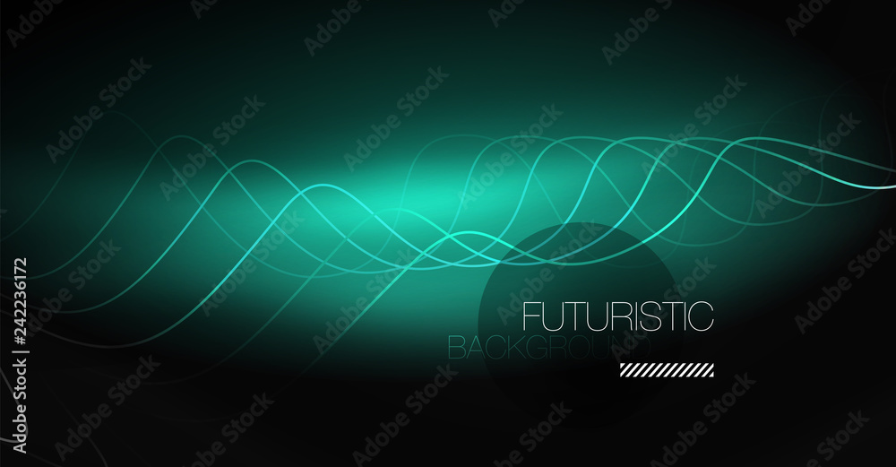 Neon lines wave background. Abstract composition Neon lines wave background. Abstract composition