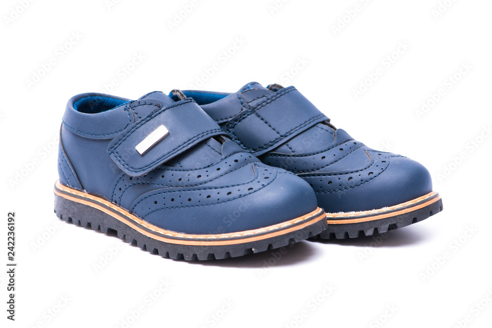 Blue baby shoes isolated on white background Blue baby shoes isolated on white background