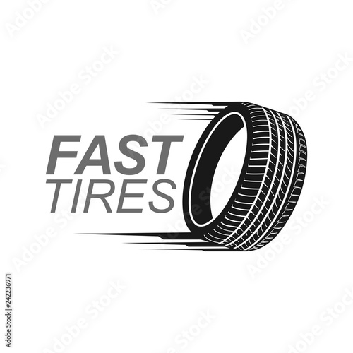 Illustration fast tires in black color logo concept design template