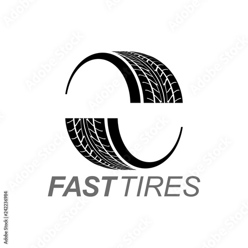 Illustration fast tires in black color logo concept design template