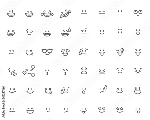 Set of emoticon. Cartoon face Vector Illustration